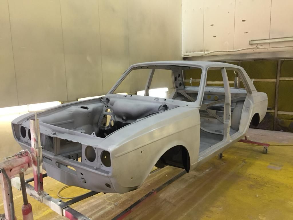 Classic car bodyshell prepared by shot blasting